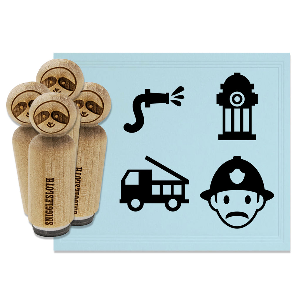Firefighter Fire Truck Hydrant Hose Rubber Stamp Set for Stamping Crafting Planners