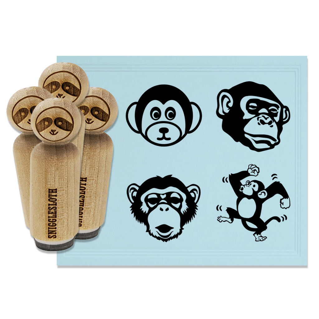 Chimpanzee Monkey Face Dancing Cute Rubber Stamp Set for Stamping Crafting Planners