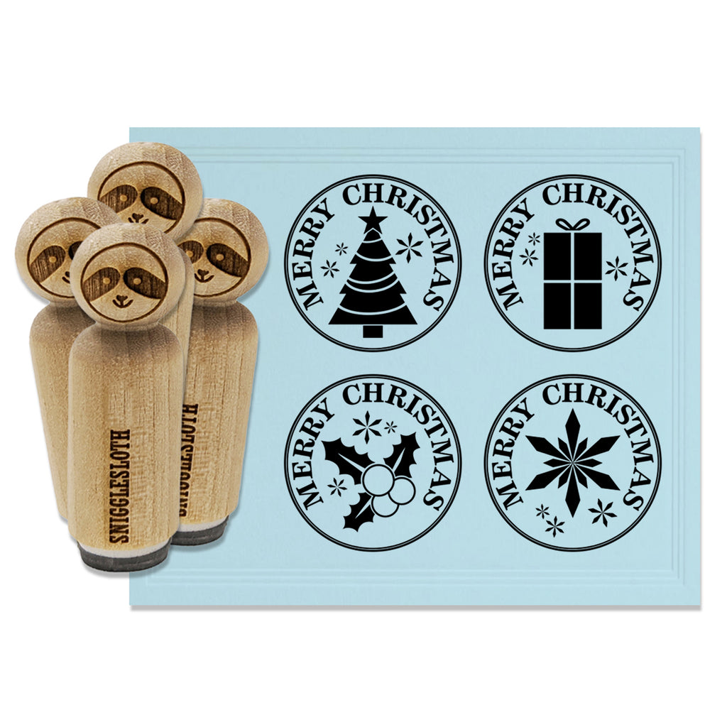 Merry Christmas Seals Gift Labels Rubber Stamp Set for Stamping Crafting Planners