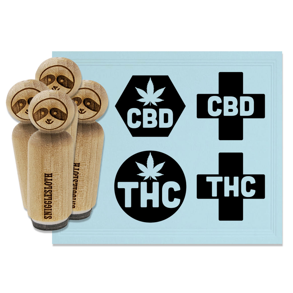 Marijuana Hemp THC CBD Product Labels Rubber Stamp Set for Stamping Crafting Planners