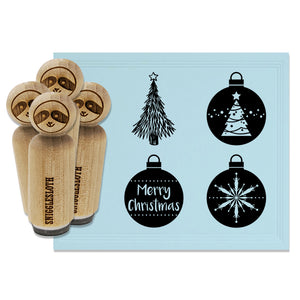 Christmas Holiday Ornaments and Tree Rubber Stamp Set for Stamping Crafting Planners