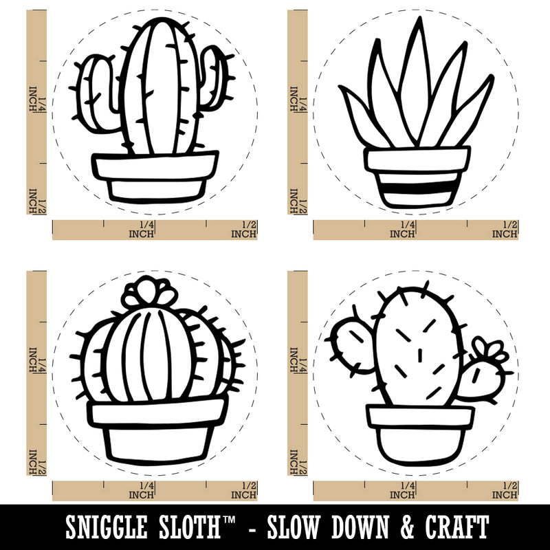 Cactus Succulents Prickly Pear Flower Rubber Stamp Set for Stamping Crafting Planners