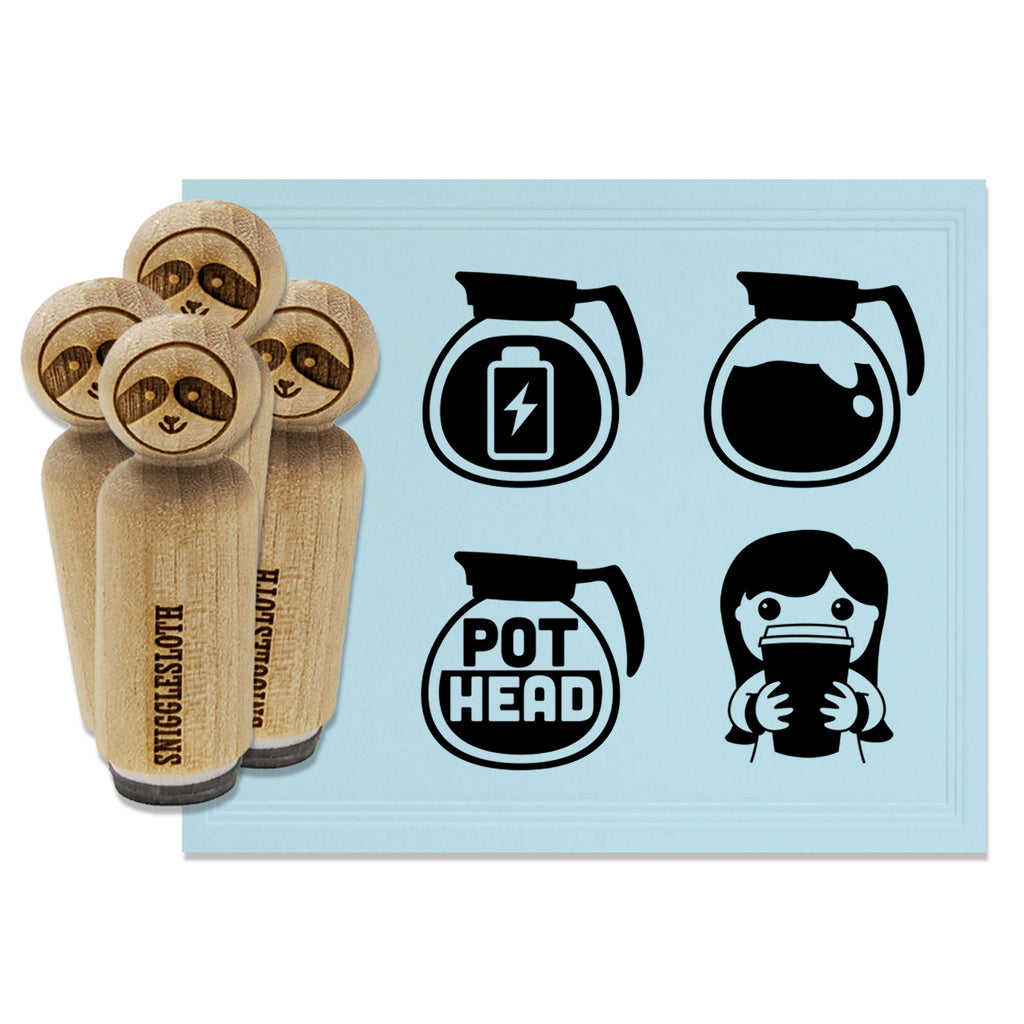 Coffee Addict Pot Head Charging Power Rubber Stamp Set for Stamping Crafting Planners