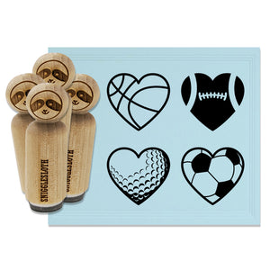 Heart Shaped Sports Soccer Golf Football Basketball Rubber Stamp Set for Stamping Crafting Planners
