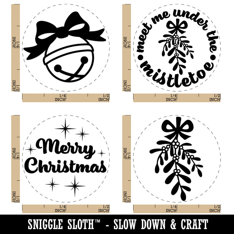 Merry Christmas Under the Mistletoe Jingle Bell Rubber Stamp Set for Stamping Crafting Planners