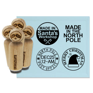 North Pole Santa's Workshop Gift Tag Seals Labels Rubber Stamp Set for Stamping Crafting Planners