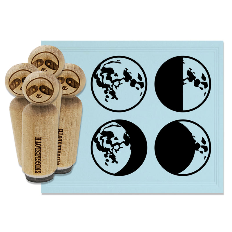 Moon Phases Quarter Waxing Waning Full Rubber Stamp Set for Stamping Crafting Planners
