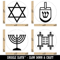 Jewish Hanukkah Menorah Dreidel Torah Star of David Rubber Stamp Set for Stamping Crafting Planners