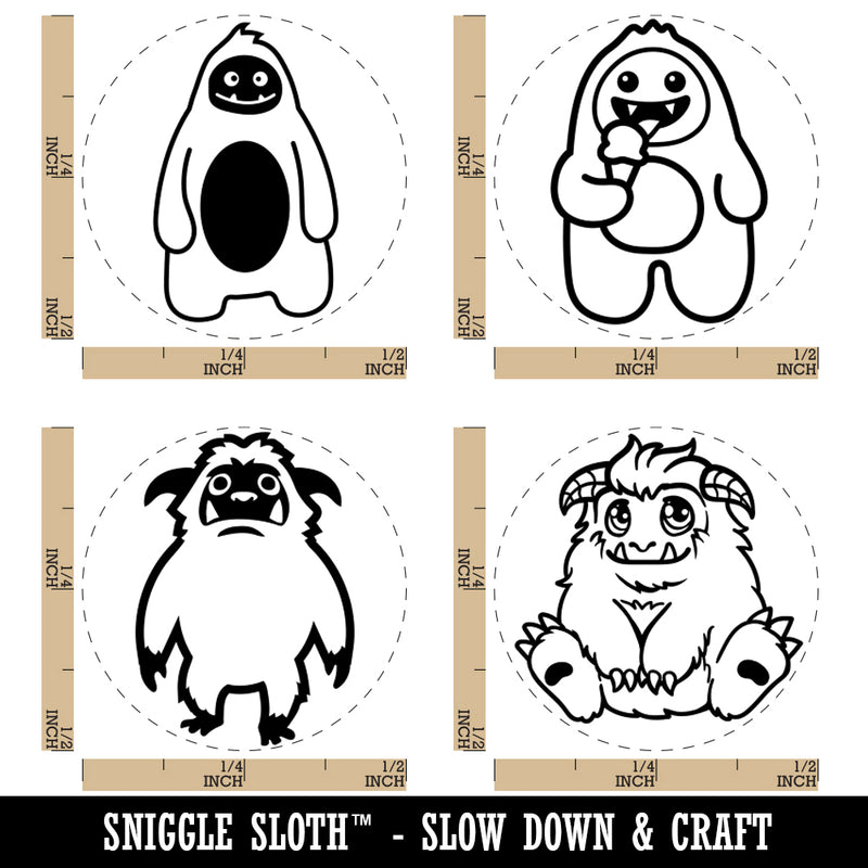 Yeti Abominable Snowman Monster Rubber Stamp Set for Stamping Crafting Planners