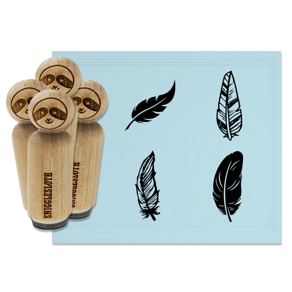 Feathers Artsy Bird Hand Drawn Rubber Stamp Set for Stamping Crafting Planners