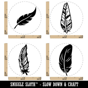 Feathers Artsy Bird Hand Drawn Rubber Stamp Set for Stamping Crafting Planners