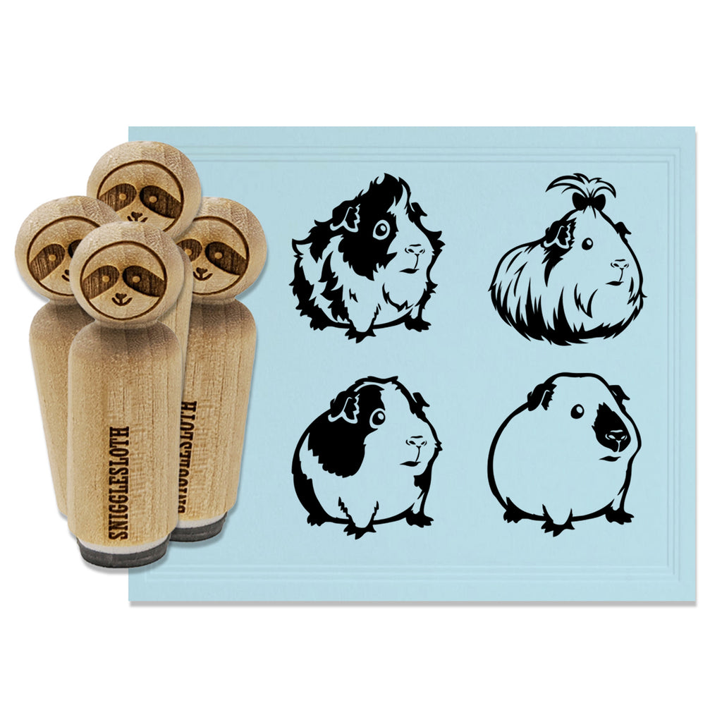 Guinea Pigs Himalayan Spotted Silkie Abyssinian Rubber Stamp Set for Stamping Crafting Planners