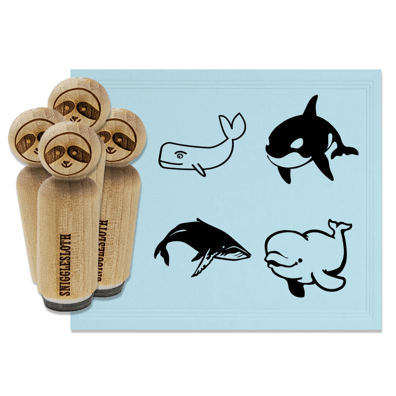 Whales Beluga Humpback Orca Sperm Rubber Stamp Set for Stamping Crafting Planners