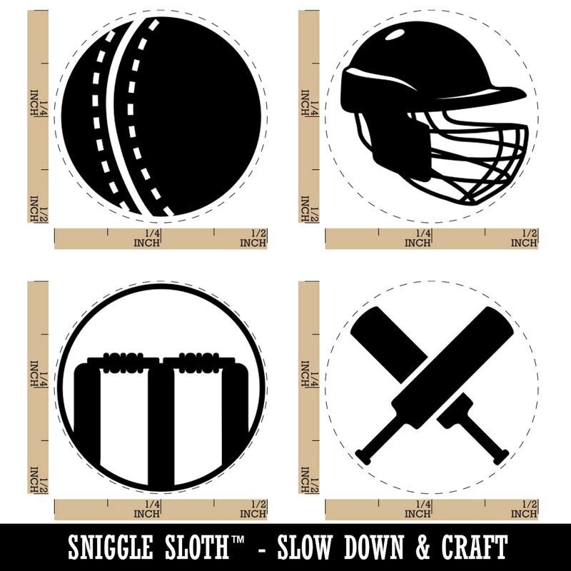 Cricket Sport Bats Helmet Ball Stumps Wicket Rubber Stamp Set for Stamping Crafting Planners