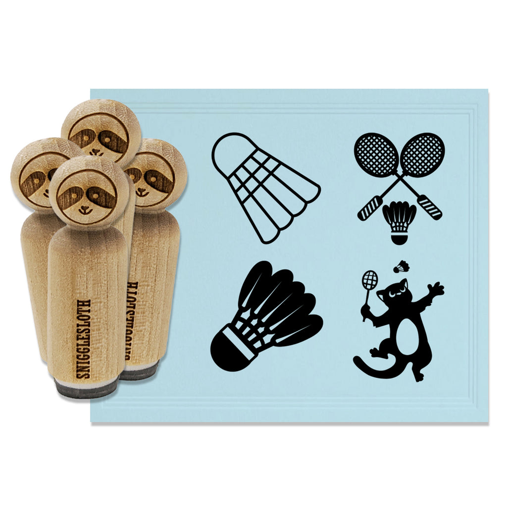 Badminton Sport Birdy Shuttlecock Racquets Rackets Rubber Stamp Set for Stamping Crafting Planners