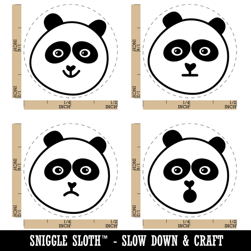 Panda Faces Happy Sad Surprised Unamused Meh Rubber Stamp Set for Stamping Crafting Planners