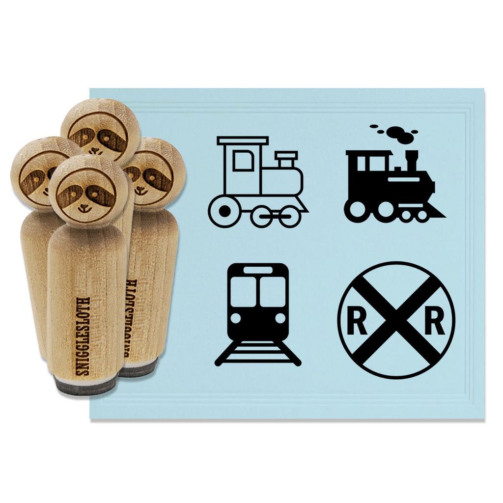 Railroad Crossing Trains Tracks Rubber Stamp Set for Stamping Crafting Planners