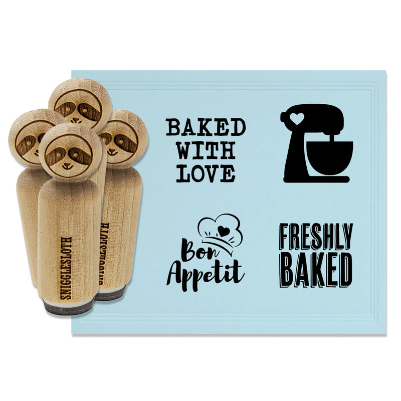 Freshly Baked with Love Baker Mixer Bon Appetit Rubber Stamp Set for Stamping Crafting Planners