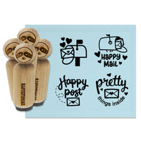 Happy Mail Post Letter Envelope Mailbox Rubber Stamp Set for Stamping Crafting Planners