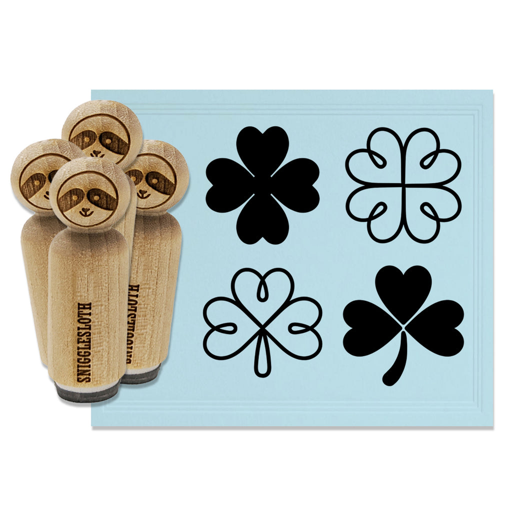Lucky Shamrock Three Four Leaf Clover Rubber Stamp Set for Stamping Crafting Planners
