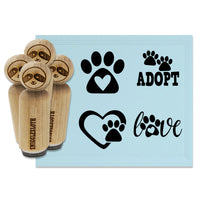 Dog Cat Adopt Love Paw Print Heart Rubber Stamp Set for Stamping Crafting Planners