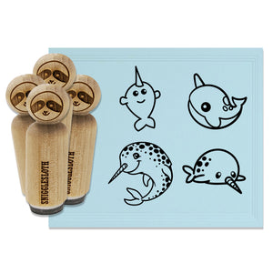 Narwhal Spotted on Belly Cute Adorable Rubber Stamp Set for Stamping Crafting Planners