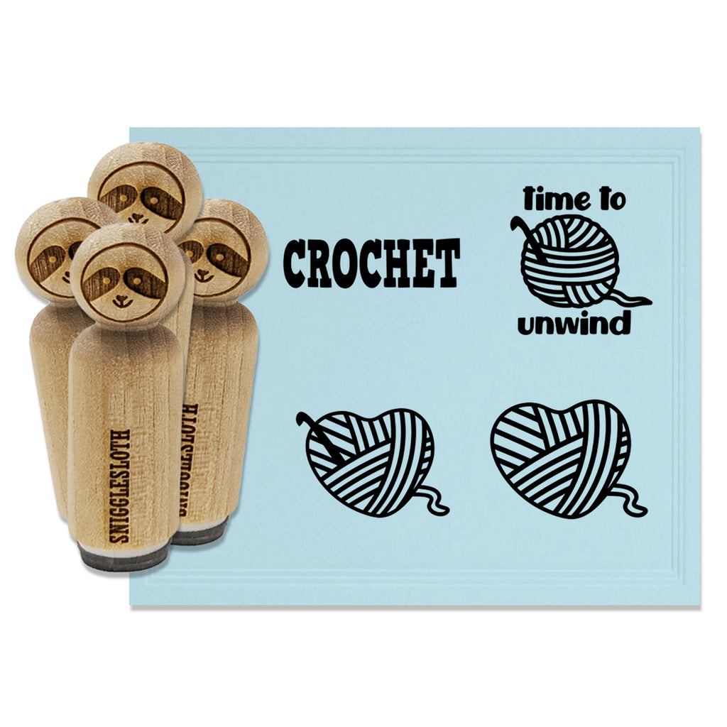 Crocheting Crochet Ball Heart of Yarn Rubber Stamp Set for Stamping Crafting Planners