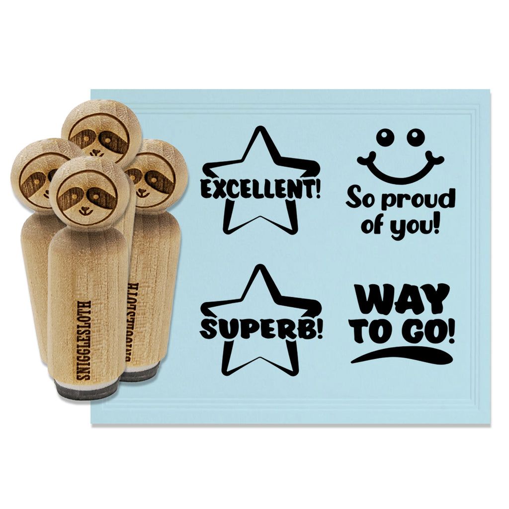 Teacher Inspirational Motivation Star Excellent Superb Rubber Stamp Set for Stamping Crafting Planners