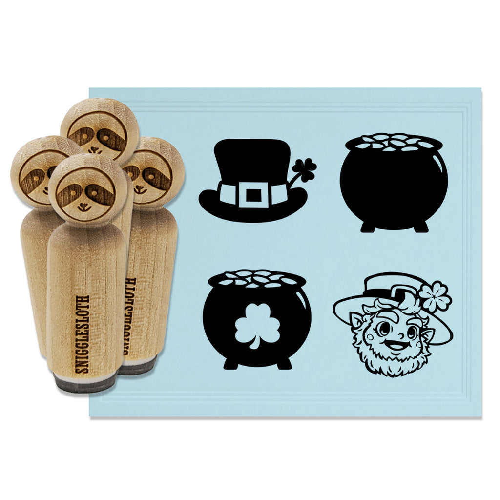 Leprechaun Pot of Gold Saint Patrick's Day Rubber Stamp Set for Stamping Crafting Planners