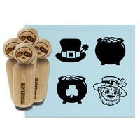 Leprechaun Pot of Gold Saint Patrick's Day Rubber Stamp Set for Stamping Crafting Planners