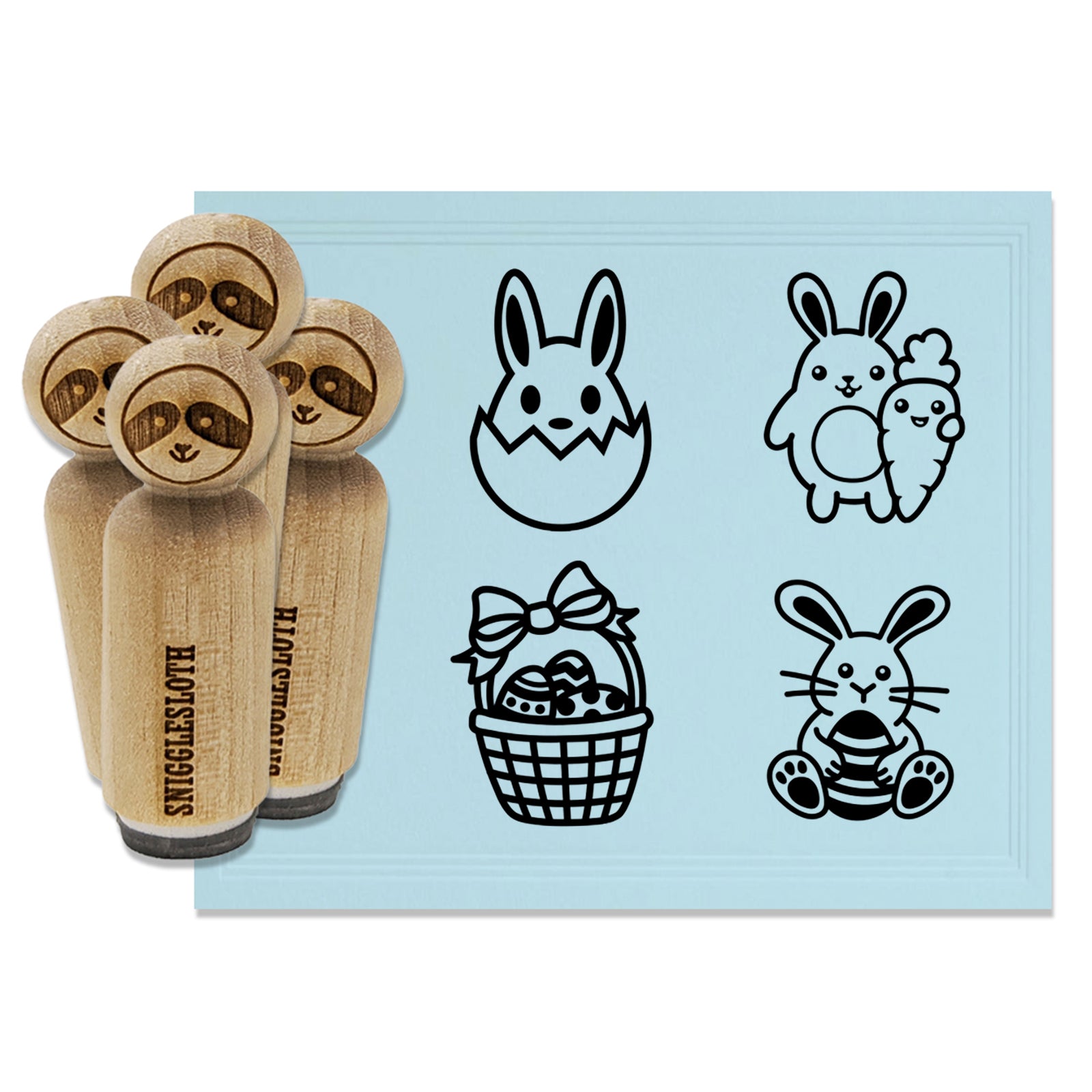 Easter Bunny Eggs Carrot Hatching Rubber Stamp Set for Stamping Crafting Planners