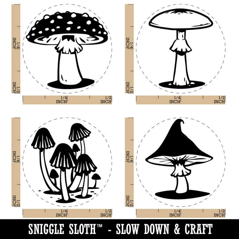 Whimsical Magical Fairy Mushrooms Rubber Stamp Set for Stamping Crafting Planners