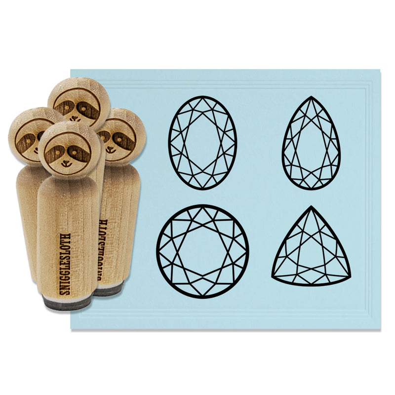 Diamond Gem Cut Styles Round Oval Triangle Pear Rubber Stamp Set for Stamping Crafting Planners