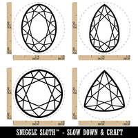 Diamond Gem Cut Styles Round Oval Triangle Pear Rubber Stamp Set for Stamping Crafting Planners