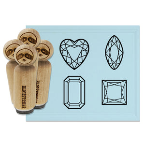 Diamond Gem Cut Styles Heart Marquise Princess Octagon Rubber Stamp Set for Stamping Crafting Planners