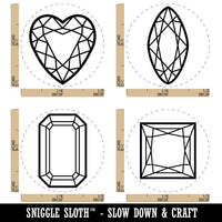 Diamond Gem Cut Styles Heart Marquise Princess Octagon Rubber Stamp Set for Stamping Crafting Planners