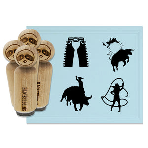 Rodeo Cowboy Cowgirl Lasso Bull Riding Rubber Stamp Set for Stamping Crafting Planners