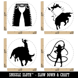 Rodeo Cowboy Cowgirl Lasso Bull Riding Rubber Stamp Set for Stamping Crafting Planners