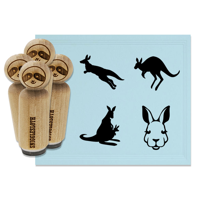 Kangaroo Head Jumping Leaping Baby Rubber Stamp Set for Stamping Crafting Planners