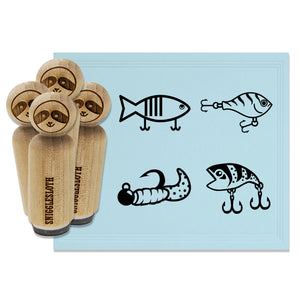 Fish Fishing Lures Bait Hook Rubber Stamp Set for Stamping Crafting Planners