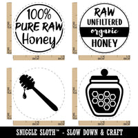 Pure Raw Organic Honey Label Dipper Jar Rubber Stamp Set for Stamping Crafting Planners