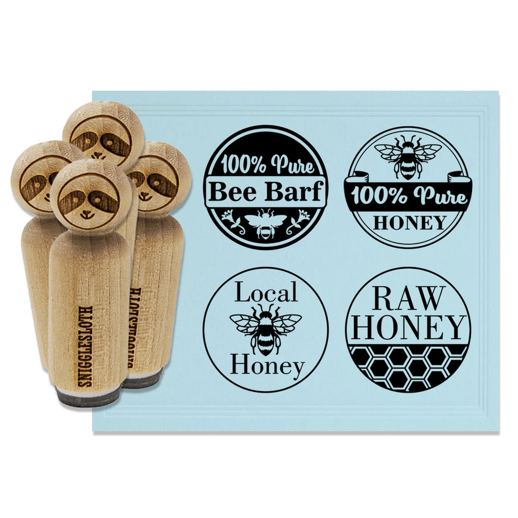 Pure Raw Organic Honey Bee Barf Label Rubber Stamp Set for Stamping Crafting Planners