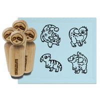 Chibi Style Dinosaurs Raptor Ankylosaurus Rubber Stamp Set for Stamping Crafting Planners
