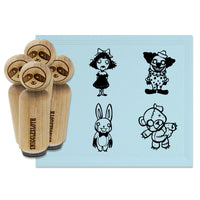 Creepy Scary Halloween Teddy Bunny Clown Doll Rubber Stamp Set for Stamping Crafting Planners