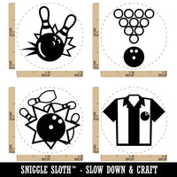 Bowling Ball Shirt Striking Pins Retro Rubber Stamp Set for Stamping Crafting Planners