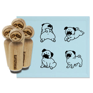 Pug Dogs Standing Sitting Laying Down Butt Rubber Stamp Set for Stamping Crafting Planners