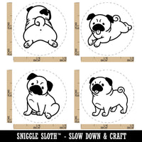 Pug Dogs Standing Sitting Laying Down Butt Rubber Stamp Set for Stamping Crafting Planners