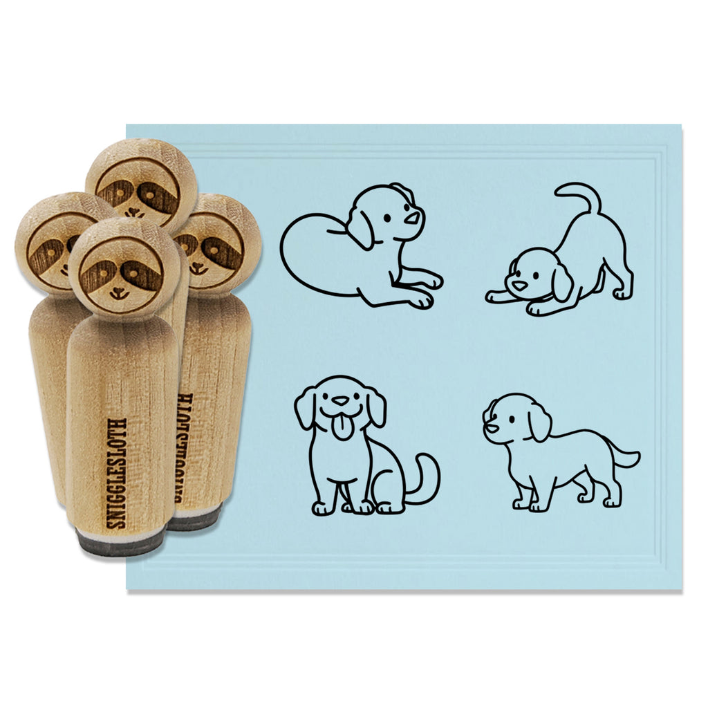 Labrador Retriever Dogs Standing Sitting Playing Rubber Stamp Set for Stamping Crafting Planners