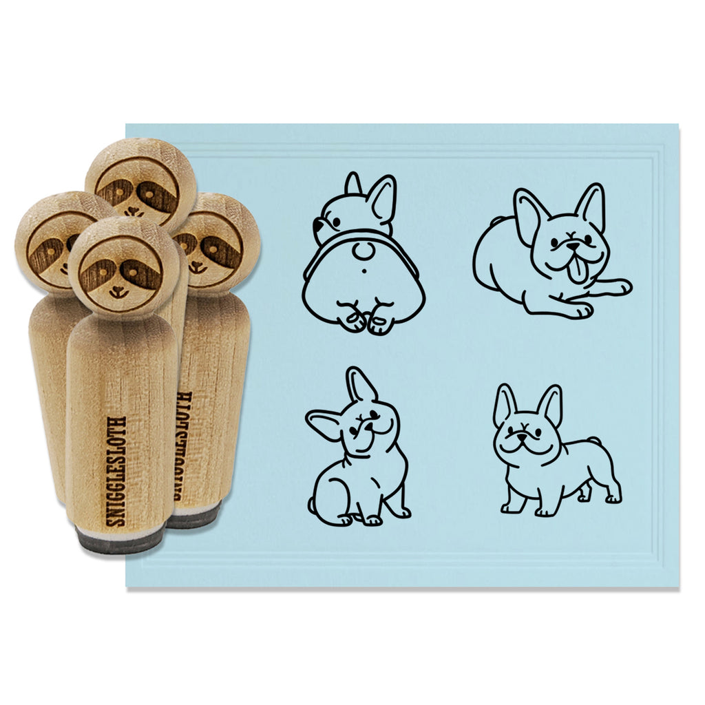 Frenchie French Bulldogs Dogs Standing Sitting Rubber Stamp Set for Stamping Crafting Planners