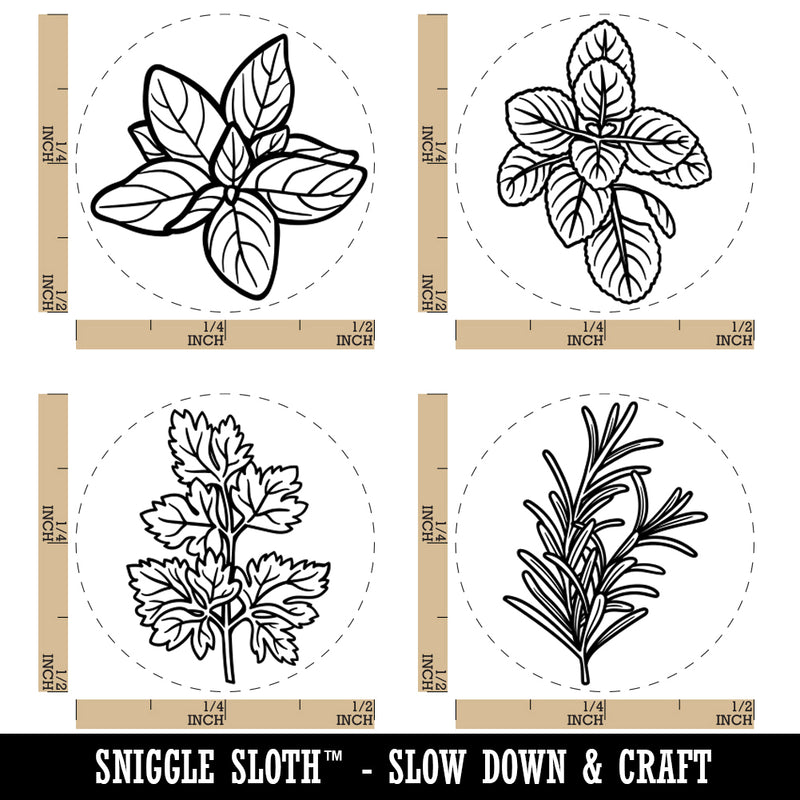 Herb Plants Rosemary Parsley Oregano Basil Rubber Stamp Set for Stamping Crafting Planners